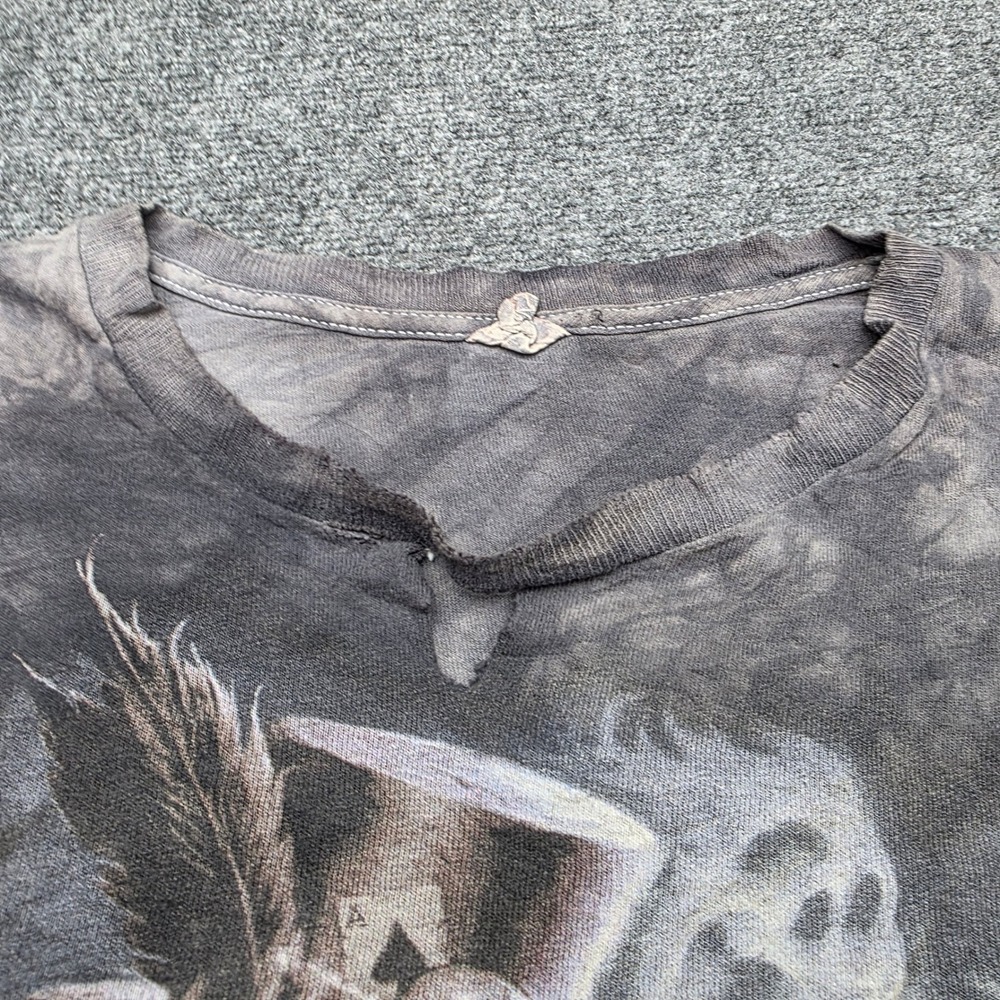VTG Liquid Blue James Ryman Skeleton T Shirt 2XL Play Dead Skulbone Tie Dye‎ - Picture 5 of 9
